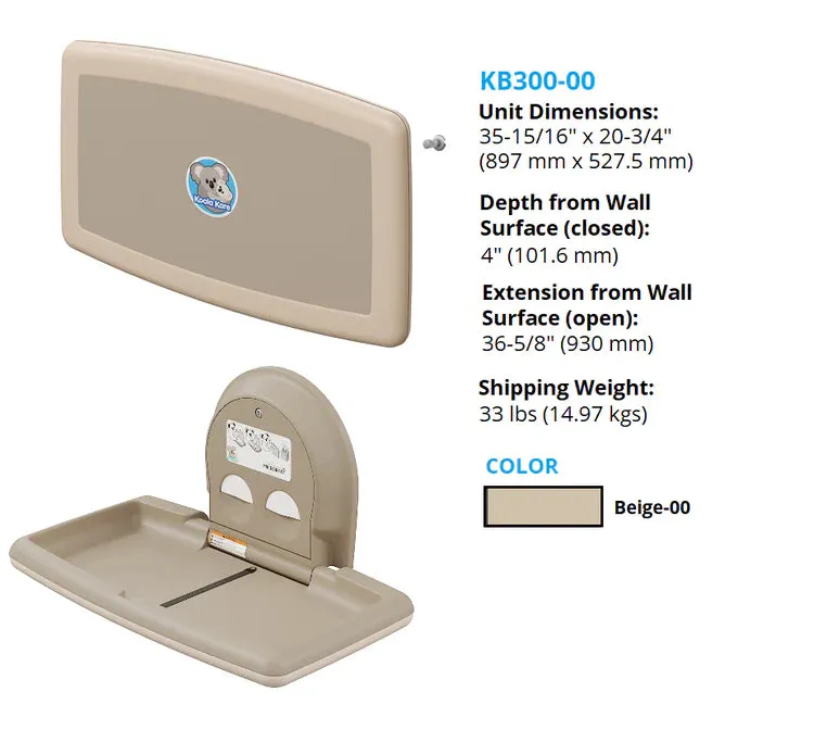 Koala Kare KB300- Surface Mounted Baby Changing Station