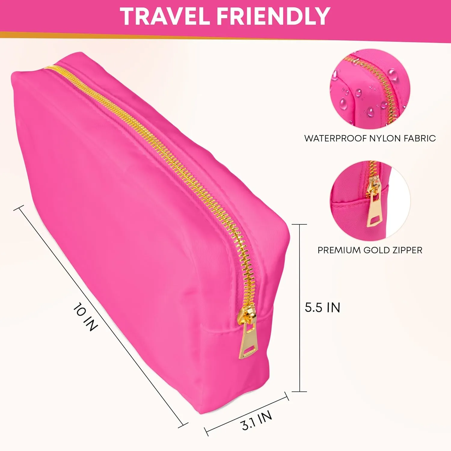 La Sorella Travel Makeup Bag Cosmetic Bag Makeup Bag Toiletry bag for women and girls Gifts (Bubblegum Pink)