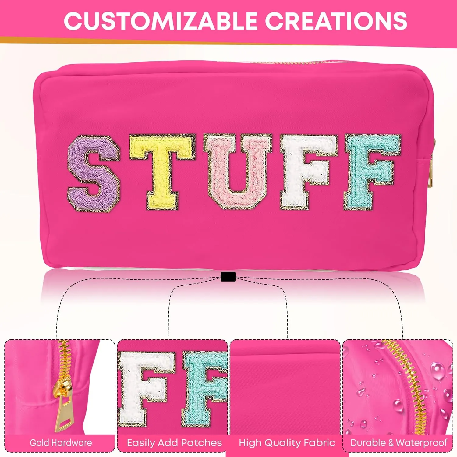 La Sorella Travel Makeup Bag Cosmetic Bag Makeup Bag Toiletry bag for women and girls Gifts (Bubblegum Pink)