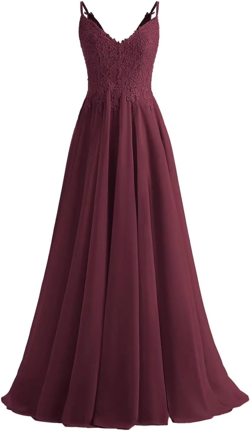 Lace Bridesmaid Dresses for Wedding with Slit Spaghetti Straps Chiffon Aline Formal Evening Party Gowns