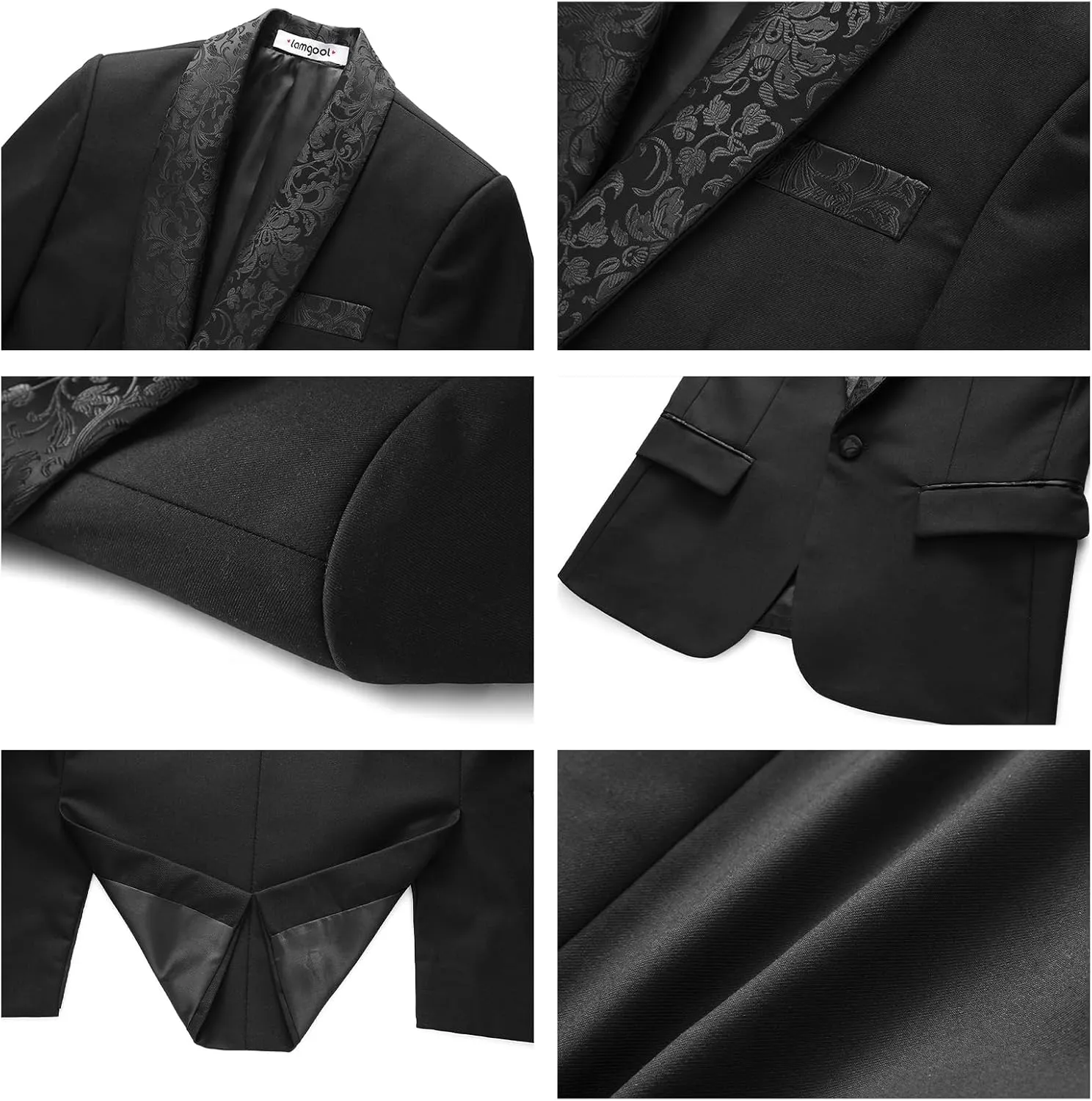 Lamgool Boys Suits Slim Fit Tuxedo Set 3 Pieces with Jacket Vest Pant for Kids Prom Wedding Formal Dresswear Outfit 4-16Y