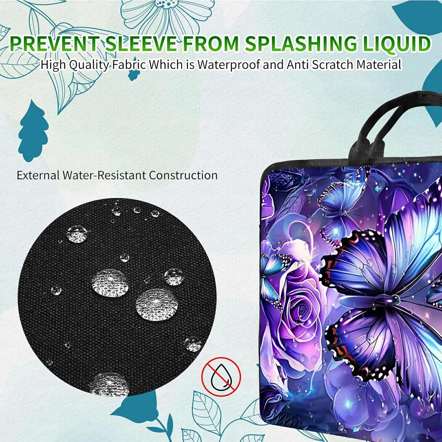 Laptop Shoulder Bag Sleeve Case, Large Capacity Waterproof PU Leather Computer Handbag