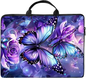 Laptop Shoulder Bag Sleeve Case, Large Capacity Waterproof PU Leather Computer Handbag