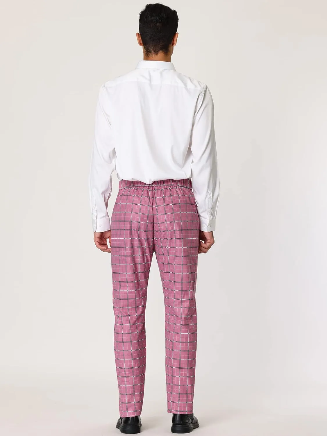 Lars Amadeus Men's Plaid Dress Pants Casual Slim Fit Flat Front Skinny Business Checked Plaid Pants