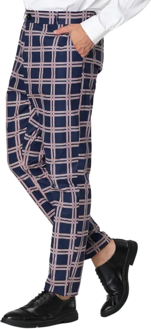 Lars Amadeus Men's Plaid Dress Pants Casual Slim Fit Flat Front Skinny Business Checked Plaid Pants