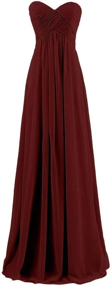 Lemai Sweetheart Pleats Long A Line Corset Formal Women Prom Bridesmaid Dresses