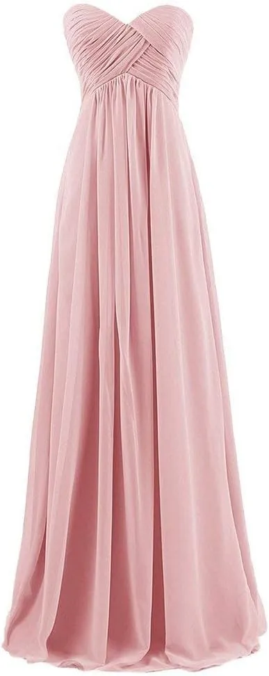 Lemai Sweetheart Pleats Long A Line Corset Formal Women Prom Bridesmaid Dresses