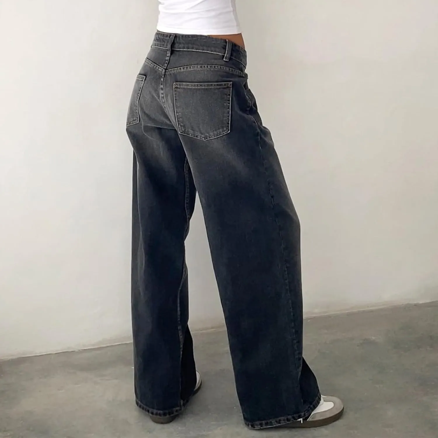 Leopard Barrel Women's Cheetah Print Baggy Boyfriend Mid Rise Wide Leg Denim Tapered Jeans