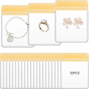LETGO Clear Jewelry Bags Clear Plastic PVC Jewelry Bags Anti Tarnish Jewelry Bags Anti Tarnish jewelry storage Small Jewelry Bag for Earrings/Rings/Necklaces (20 PCS Beige Jewelry Bag)