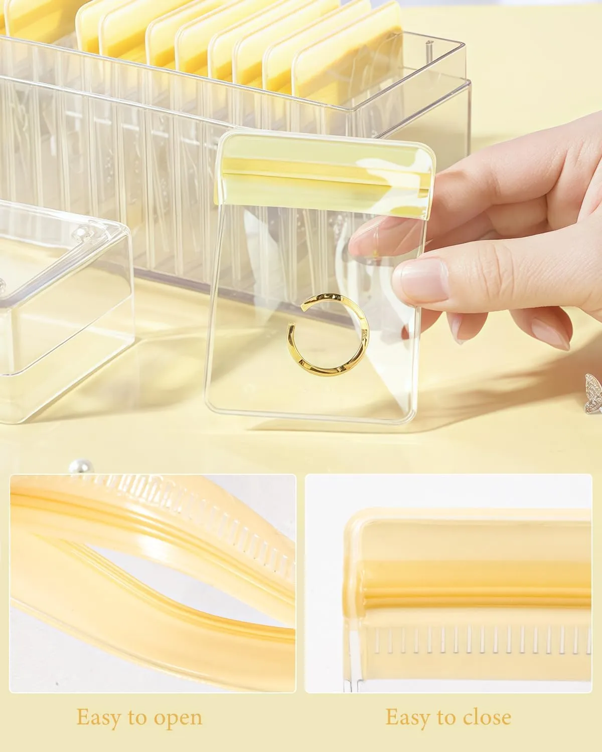 LETGO Clear Jewelry Bags Clear Plastic PVC Jewelry Bags Anti Tarnish Jewelry Bags Anti Tarnish jewelry storage Small Jewelry Bag for Earrings/Rings/Necklaces (20 PCS Beige Jewelry Bag)
