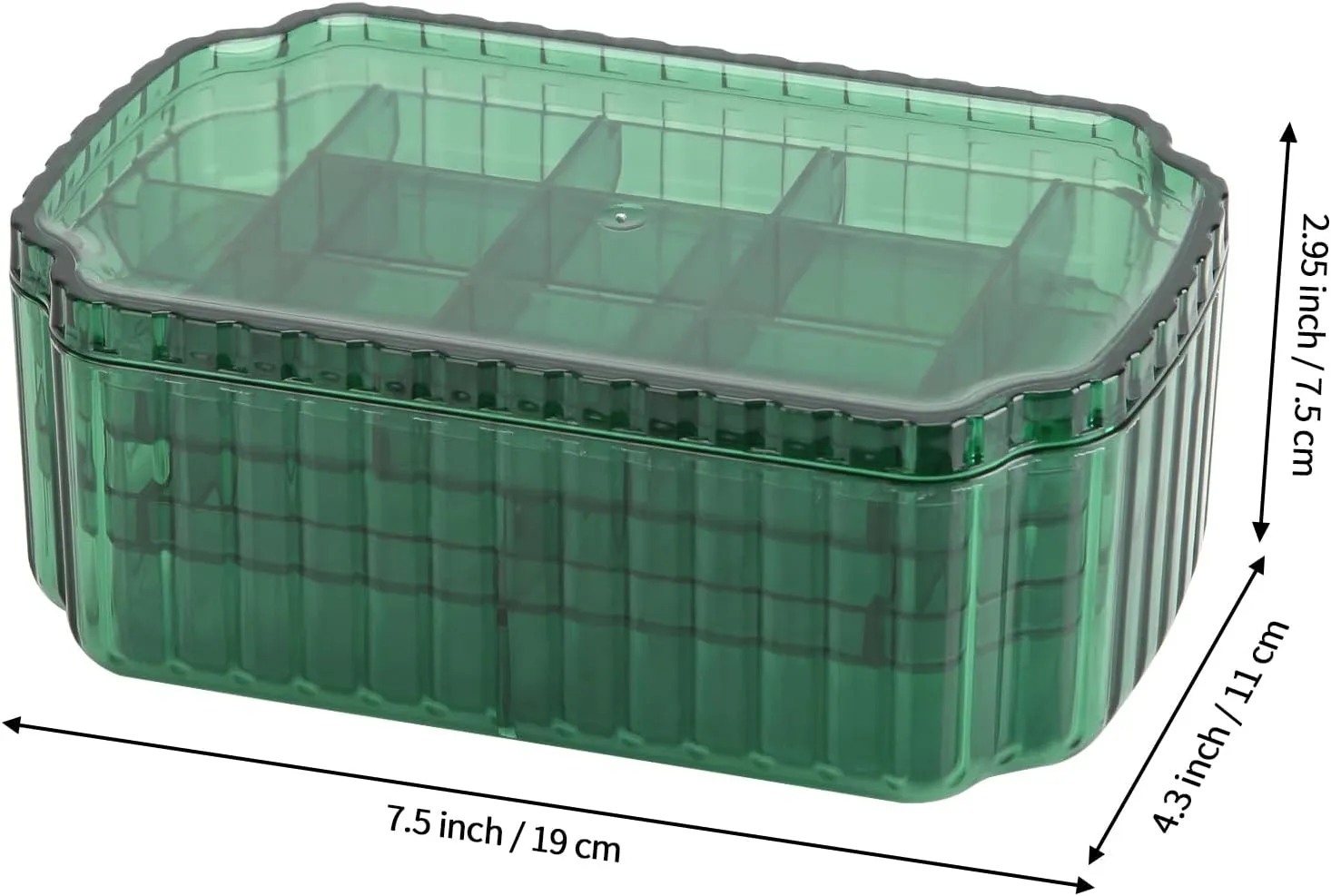 LETURE 3-Layer Jewelry Organizer Box for Earrings, Rings, Necklaces, Bracelets, Clear Plastic Bead Storage Containers for Crafts (Green)