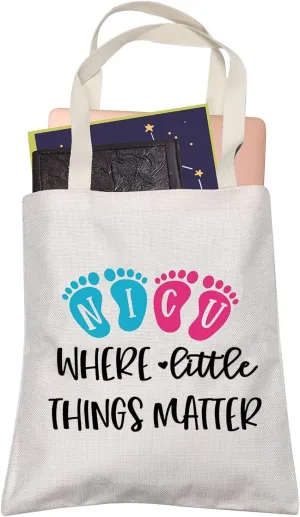 LEVLO NICU Daddy Mama Tote Bags New Born Gift NICU Where Little Thing Matters Shopping Bags