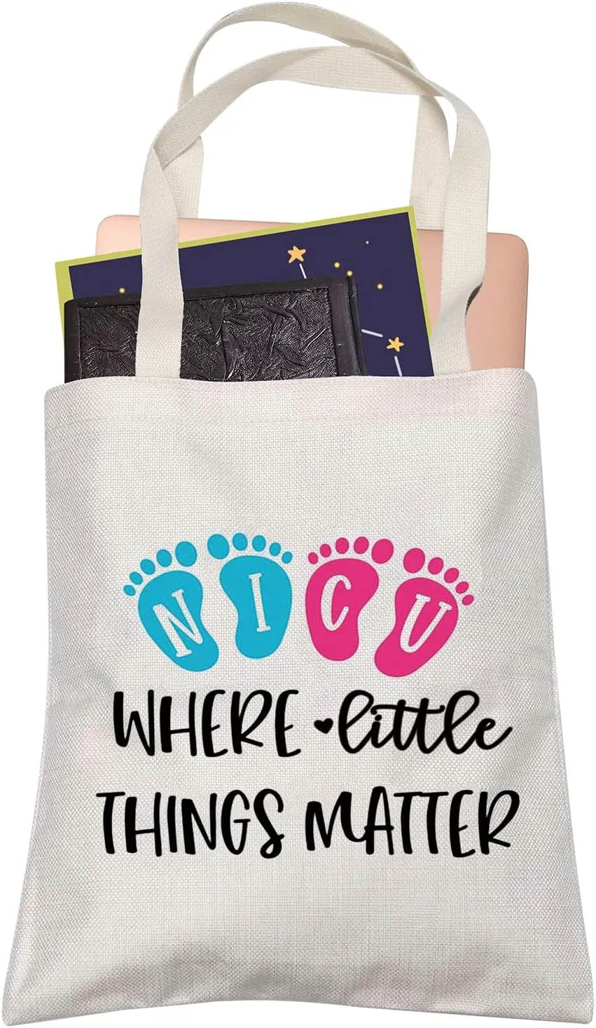 LEVLO NICU Daddy Mama Tote Bags New Born Gift NICU Where Little Thing Matters Shopping Bags