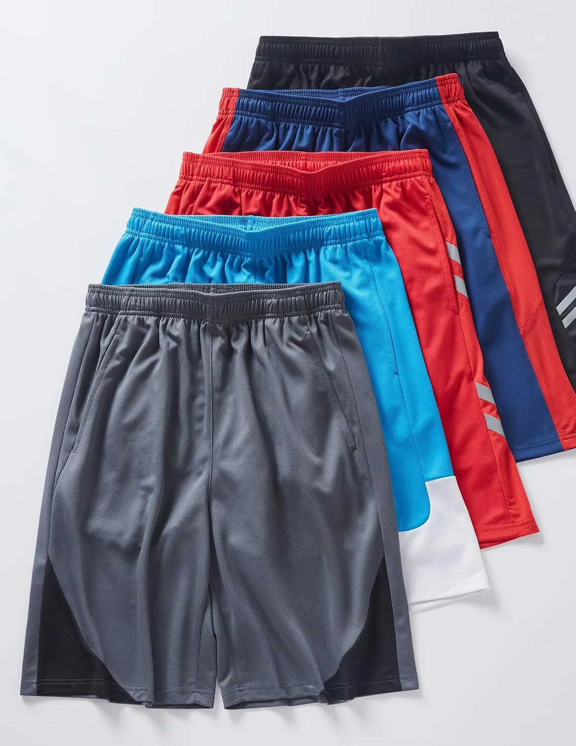 Liberty Imports 5 Pack Men's Quick Dry Athletic Basketball Shorts 9" Inseam with Pockets, Activewear for Workout Gym Running