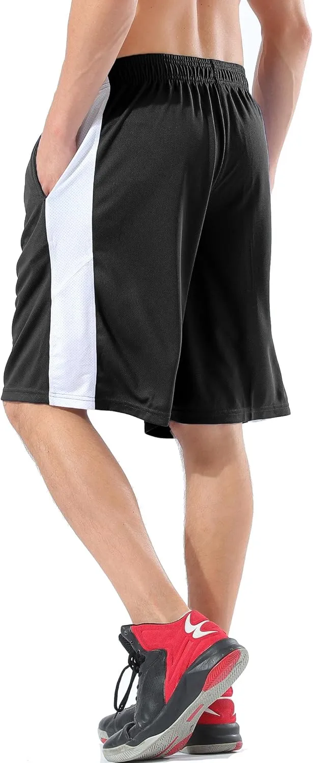 Liberty Imports 5 Pack Men's Quick Dry Athletic Basketball Shorts 9" Inseam with Pockets, Activewear for Workout Gym Running