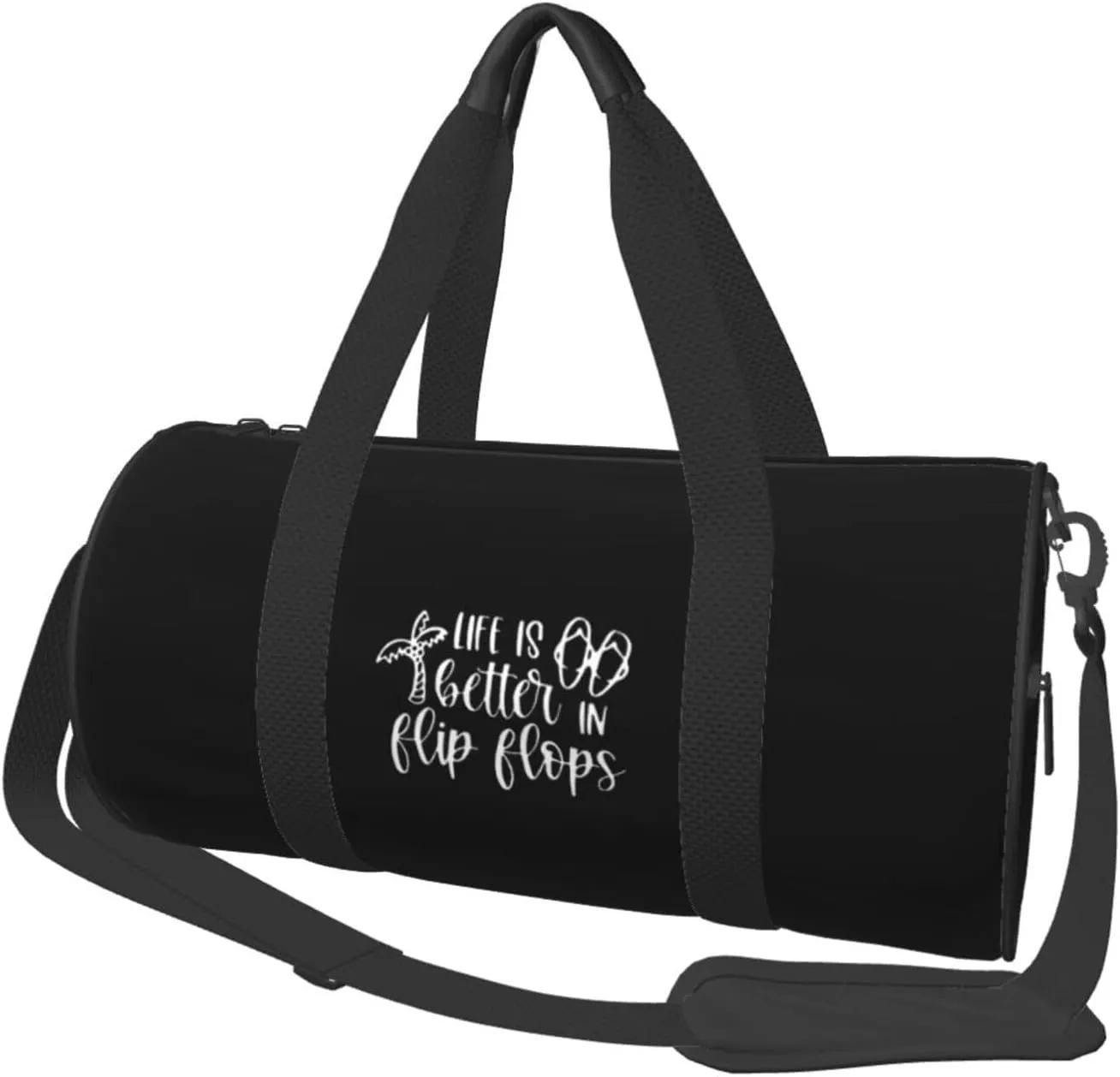 Life is Better in Flip Flops Convertible Garment Bag with Shoulder Strap, Carry on Garment Duffel Bag for Men Women - Rolling Foldable for Travel Luggage Bags (Black)