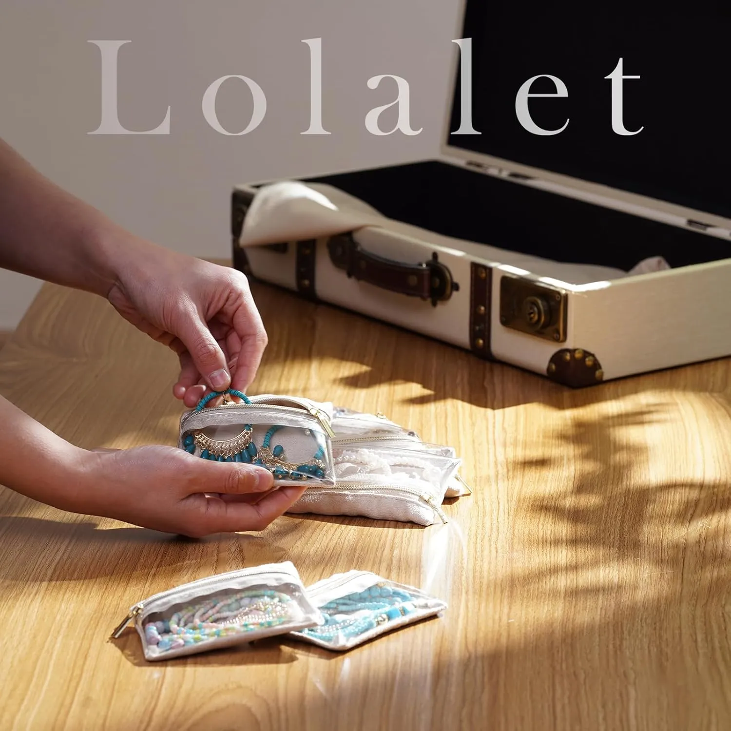 Lolalet Velvet Jewelry Pouches, Clear Window Travel Jewelry Organizer Bags for Earrings, Bracelets, Necklaces and Rings, Compact Jewelry Storage for Women Girls -7PCS