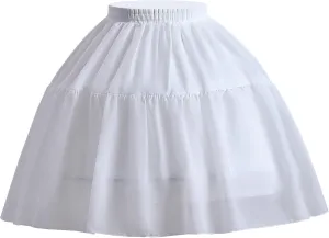 Lolita Petticoat With 2 Hoops - Short Japanese Cosplay Crionline Underskirt for Women and Girls - White