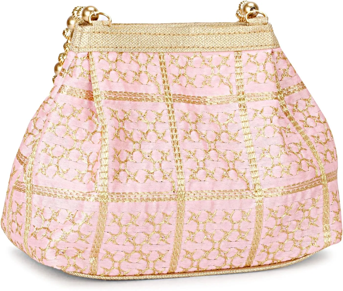 LONGING TO BUY Potli Bags for Women Embroidered Evening Purses with Gold Pearl Handle, Indian Women Potli Bags for Wedding