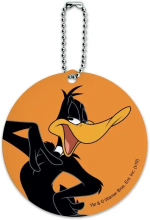 Looney Tunes Daffy Duck Round Luggage ID Tag Card Suitcase Carry-On