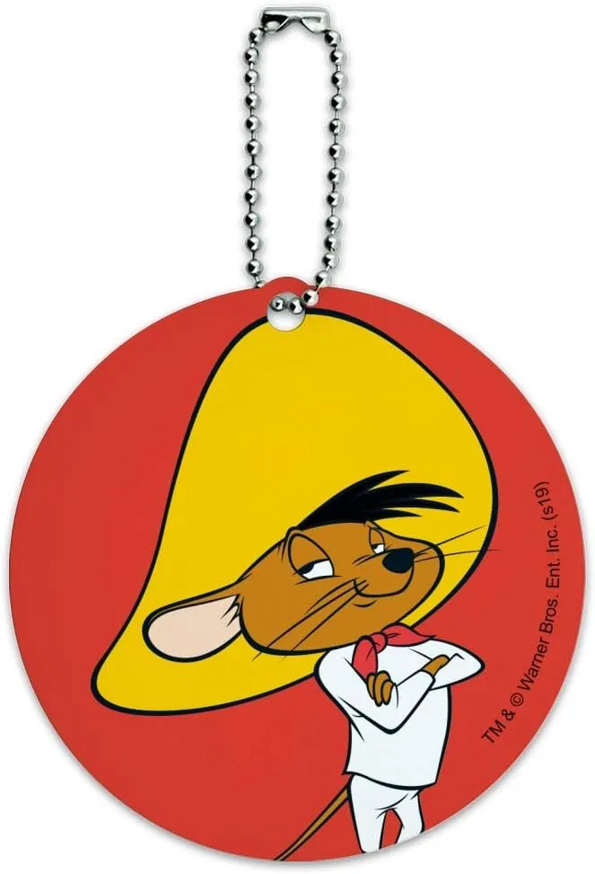 Looney Tunes Speedy Gonzales Round Luggage ID Tag Card Suitcase Carry-On