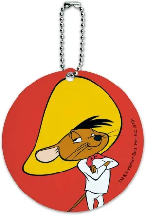 Looney Tunes Speedy Gonzales Round Luggage ID Tag Card Suitcase Carry-On
