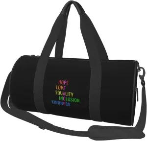 Love Peace Equality Inclusion Kindness Hope Convertible Garment Bag with Shoulder Strap, Carry on Garment Duffel Bag for Men Women - Rolling Foldable for Travel Luggage Bags (Black)