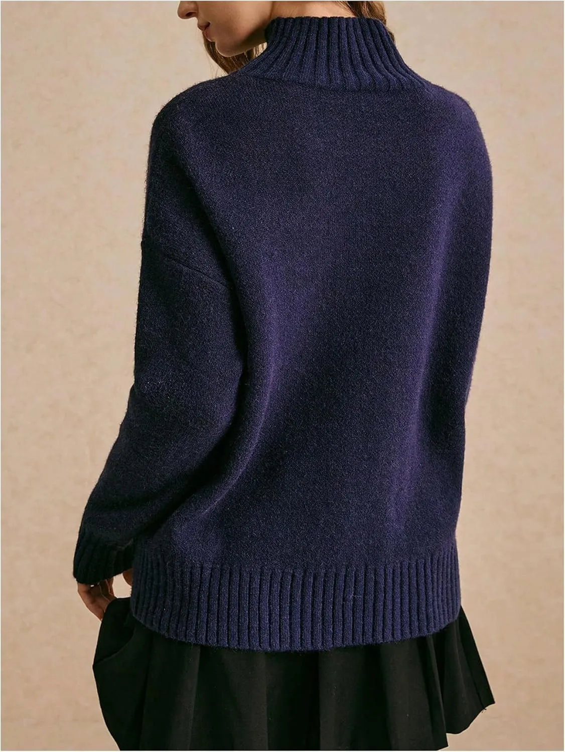 MakeMeChic Women's Bow Graphic Mock Neck Sweater Long Sleeve Knitted Cute Pullovers