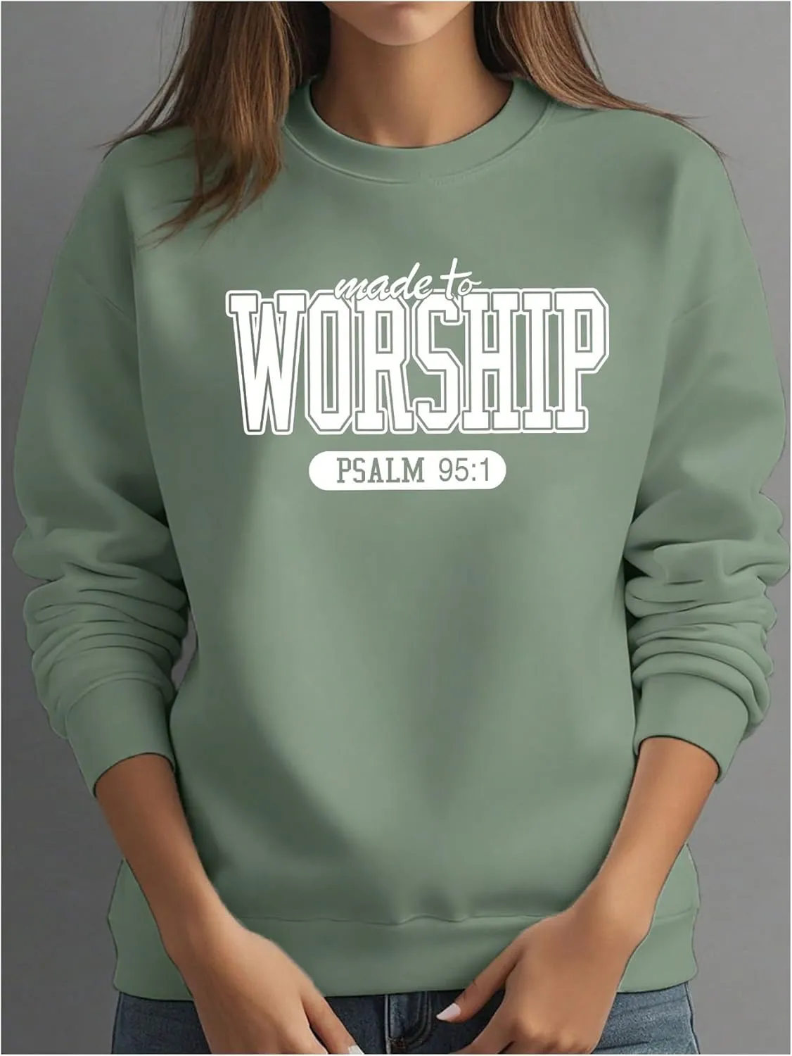 MakeMeChic Women's Graphic Print Long Sleeve Crew Neck Drop Shoulder Oversized Sweatshirt Pullovers Top