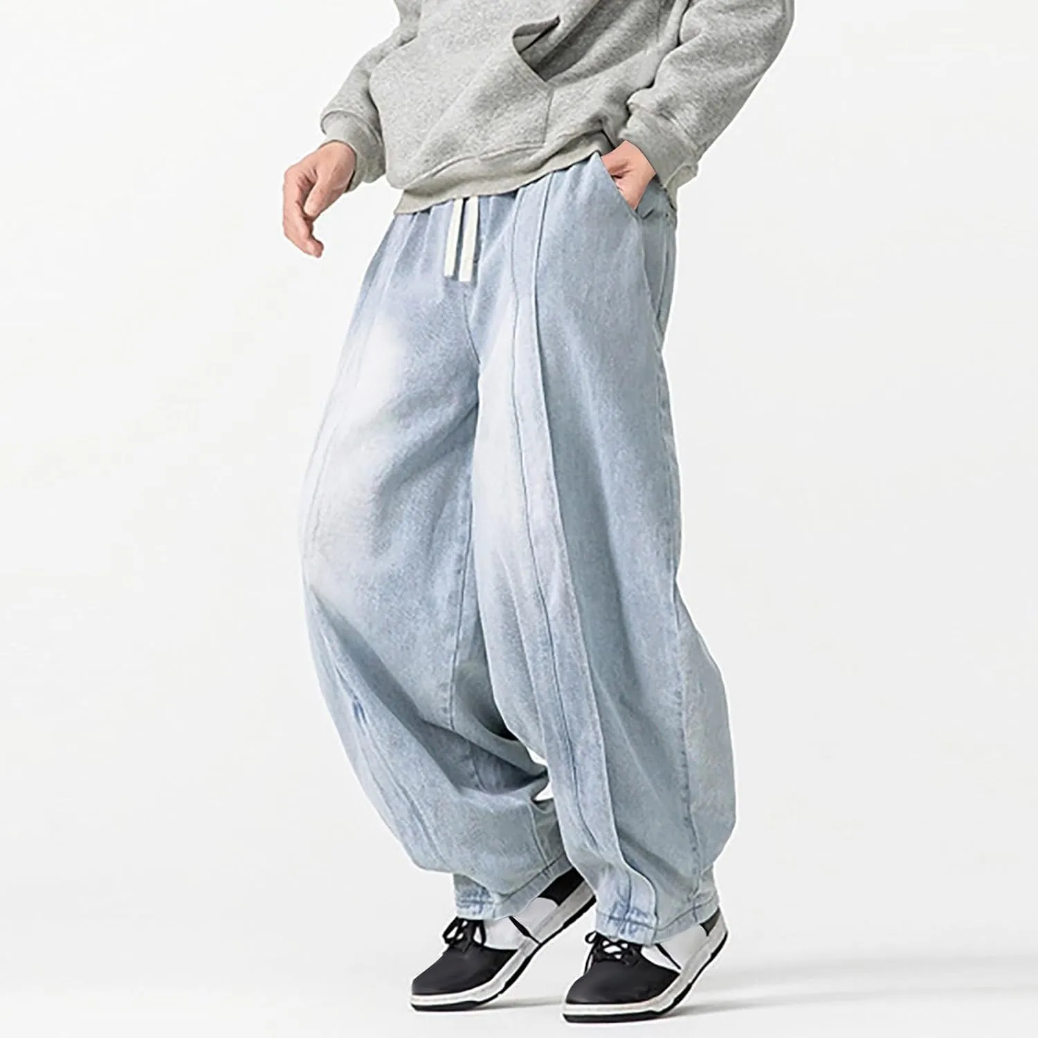 Man Pants Pants for Man Denim Medieval Harem Western Flare Wide Leg Summer Fall Pants 2025
