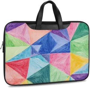 Math Geometric Triangle Graffiti Leather Bag Laptop Case Slim Water Resistant Computer Bags with Handle Briefcase for Work