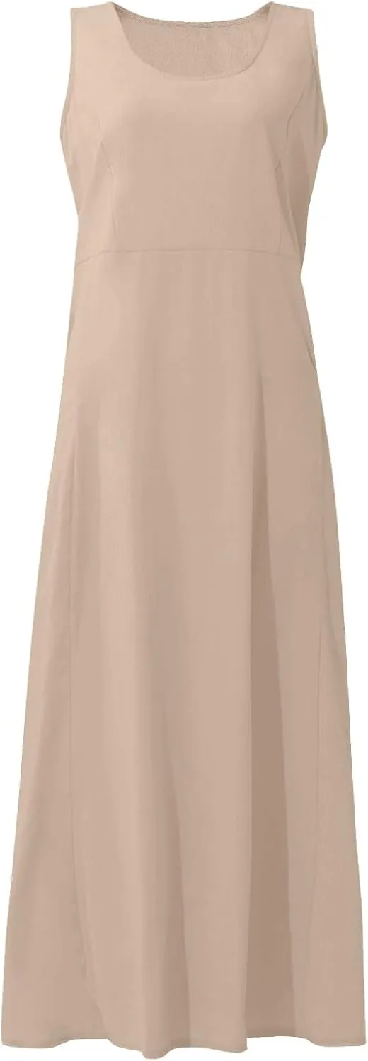 Maxi Dress for Women,2023 Spring Summer Cotton Linen Boho Casual Fashion Sleeveless Dress for Holiday