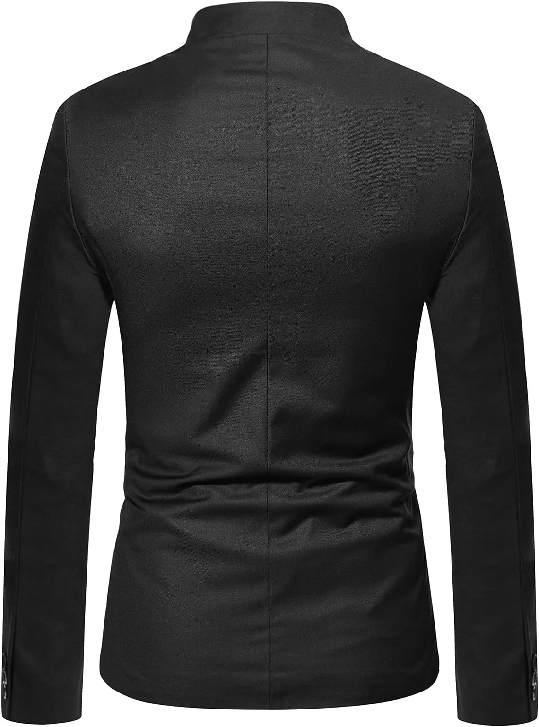 Men Chinese Tunic Suits Mandarin Collar Formal Suit Jackets Solid Slim Fit Front Button Blazer Traditional Uniform