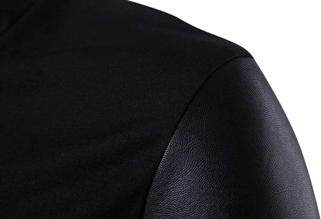 Men Cool Casual Long Sleeve Oblique Zipper Hip Hop Hoodie Fashion Slim Fit Pullover Lightweight Black Sweatshirt