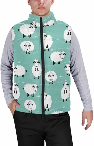 Men Puffer Vest Cute Sheeps Men'S Lightweight Vest Sleeveless Padded Quilted Jacket Packable Ideal For Travel