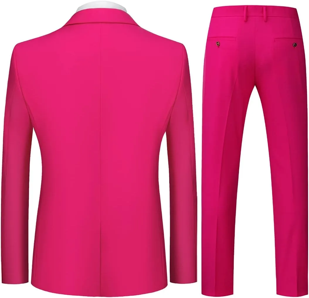 Mens 3 Piece Tuxedo Suits Slim Fit Casual Suit Blazer Two Button Wedding Prom Jackets Vest&Trousers