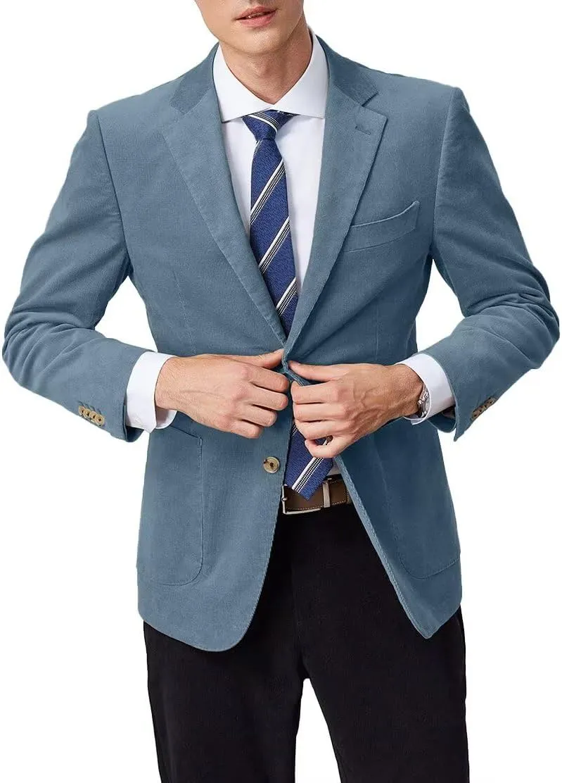Mens Blazer Peak Lapel Suit Jacket Tweed Herringbone Sports Jackets for Men Slim Fit Business Casual Sports Coat