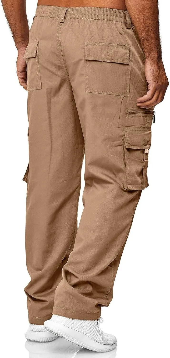 Men's Cargo Sweatpants Casual Fleece Joggers Loose Fit Open Bottom Athletic Pants for Men with Pockets