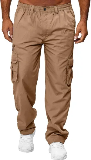 Men's Cargo Sweatpants Casual Fleece Joggers Loose Fit Open Bottom Athletic Pants for Men with Pockets