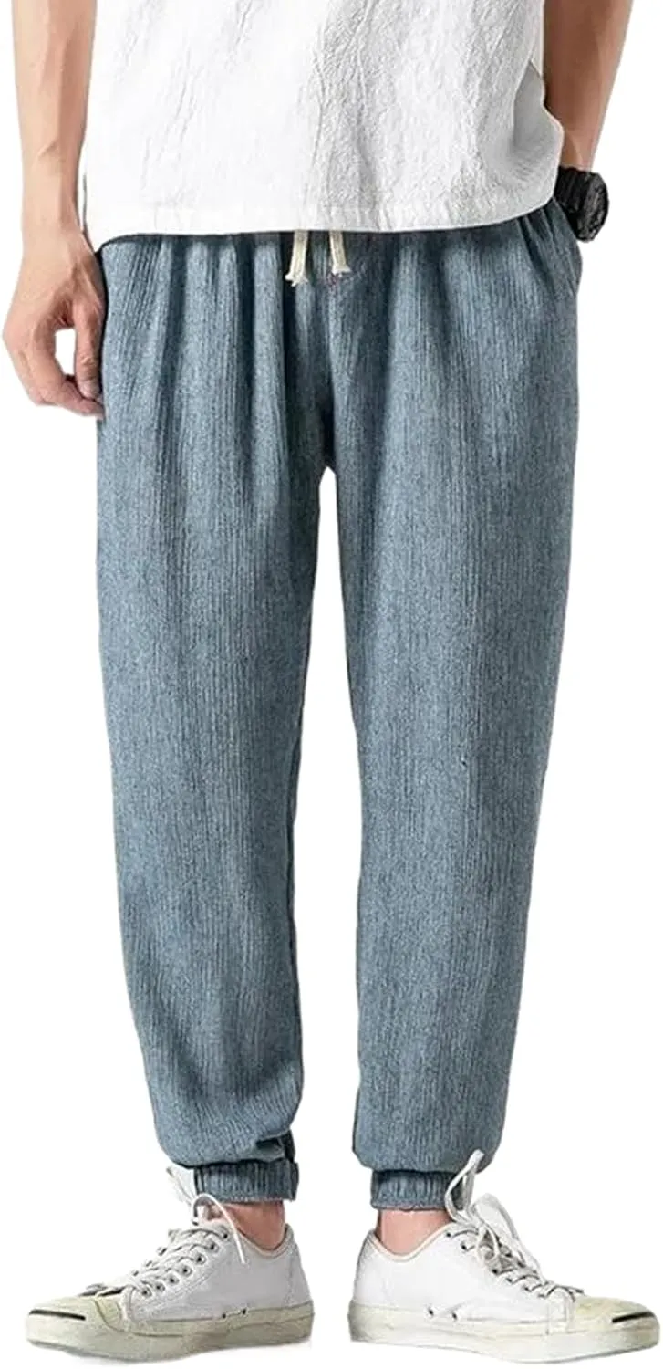 Men's Japanese Casual Pants Chinese Style Men Cotton and Linen Harem Pants