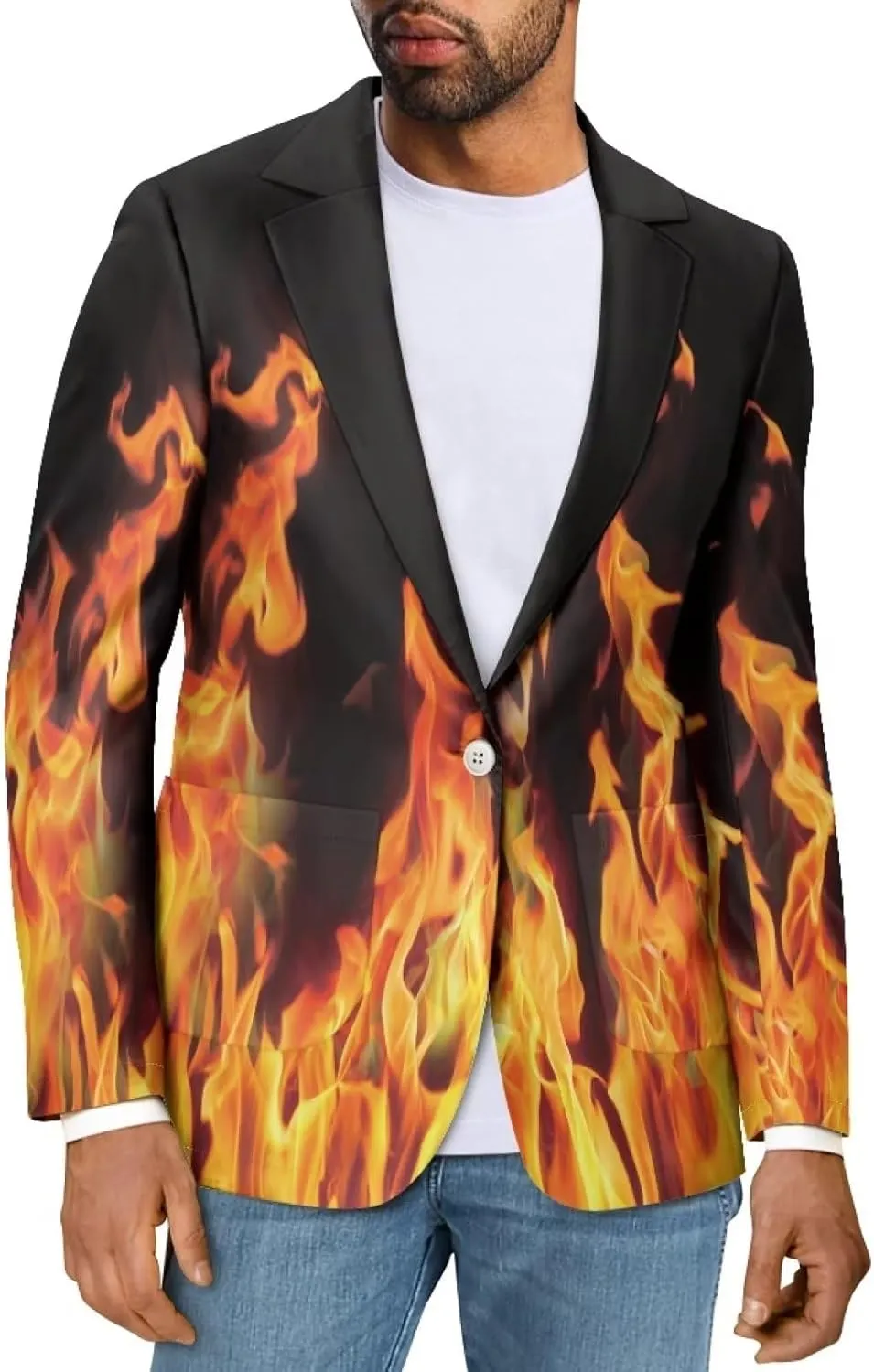 Mens Long Sleeve Blazer Suit Jacket Sports Coat Casual Business Dress Suit One Buttons with Pocket S-5XL