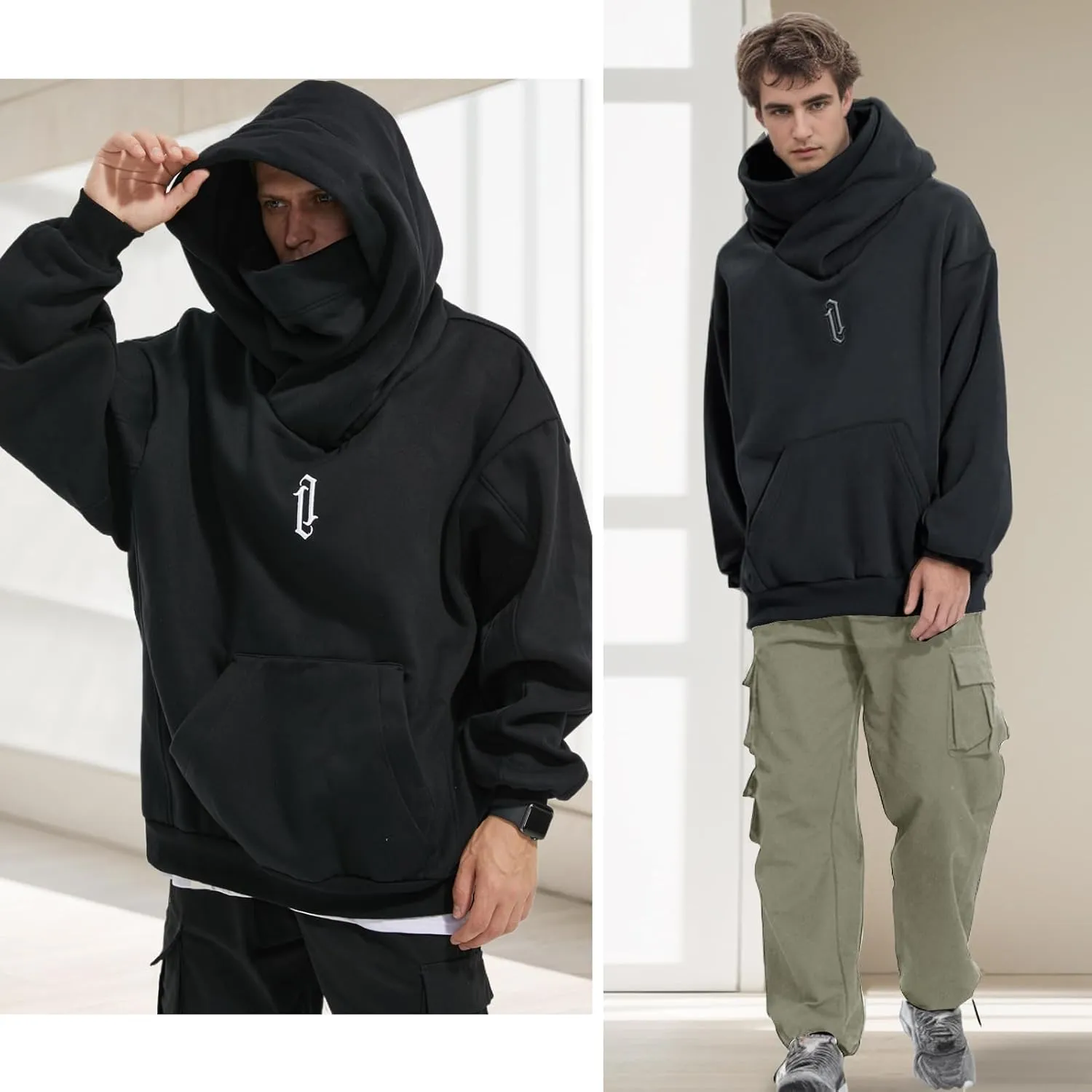 Men's Long Sleeve Fleece Hoodie Lightweight Hip Hop Soft Cotton Pullover Unisex Casual Hooded Sweatshirts