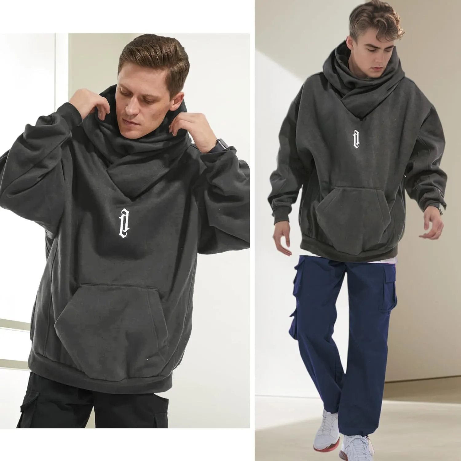 Men's Long Sleeve Fleece Hoodie Lightweight Hip Hop Soft Cotton Pullover Unisex Casual Hooded Sweatshirts