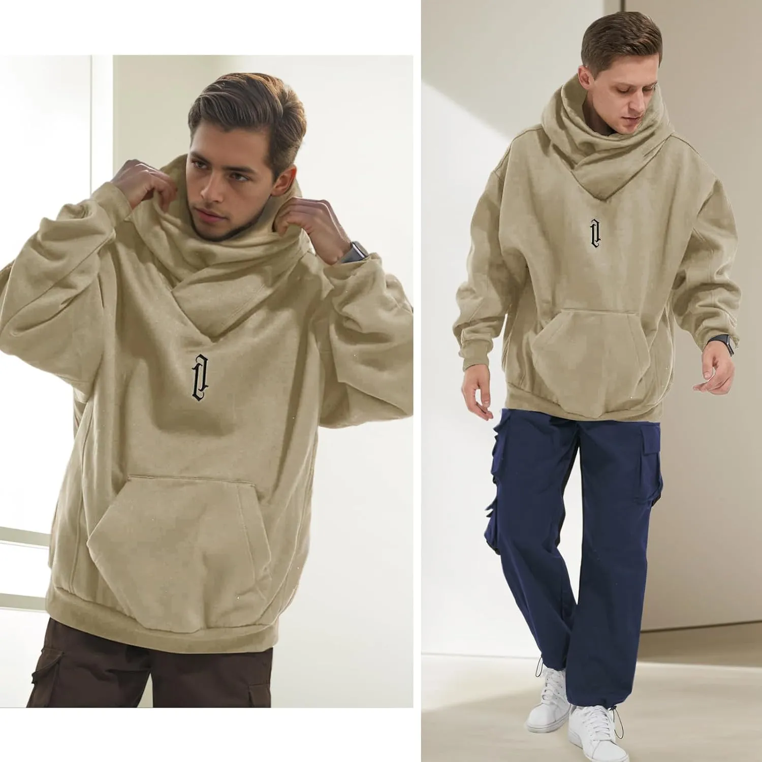Men's Long Sleeve Fleece Hoodie Lightweight Hip Hop Soft Cotton Pullover Unisex Casual Hooded Sweatshirts