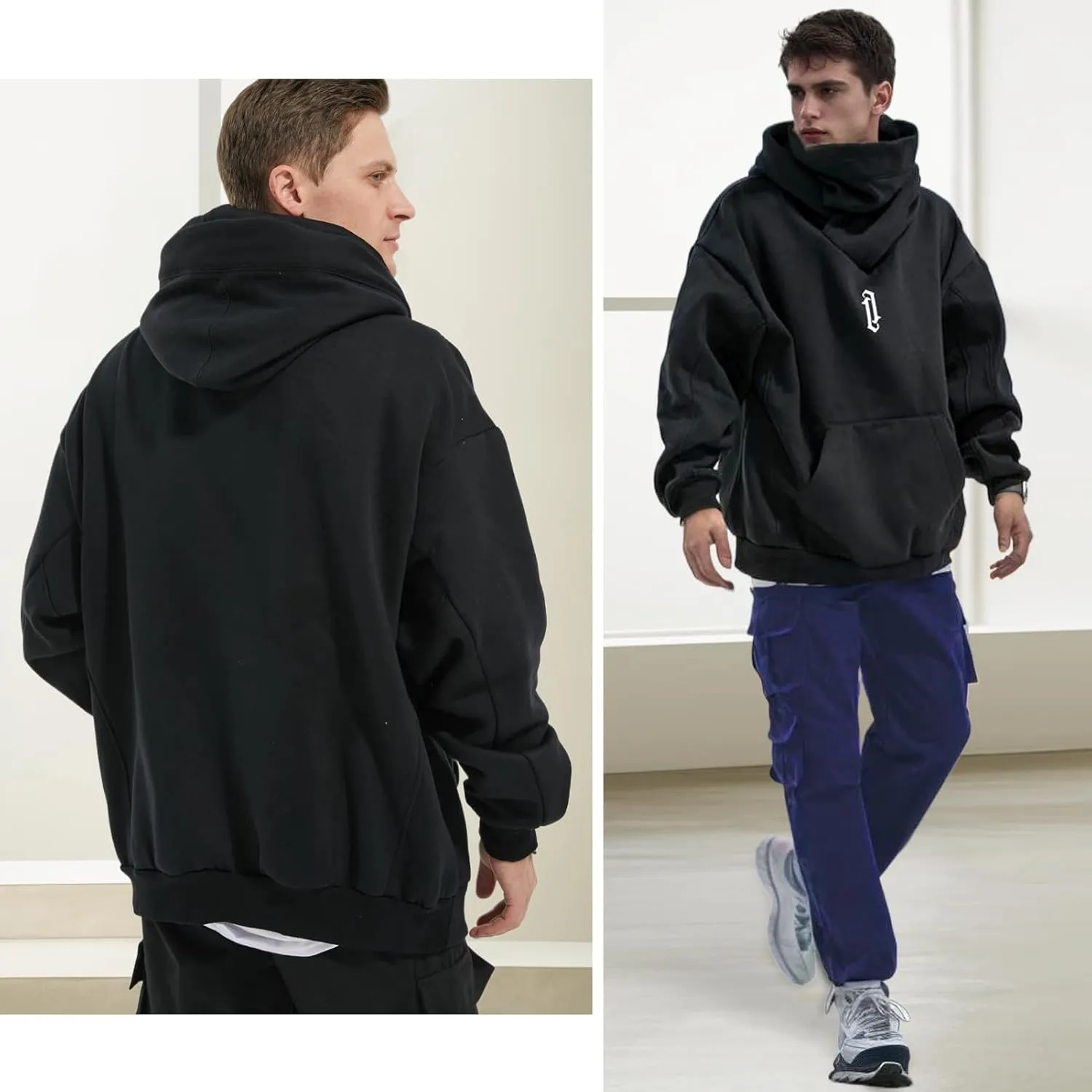 Men's Long Sleeve Fleece Hoodie Lightweight Hip Hop Soft Cotton Pullover Unisex Casual Hooded Sweatshirts