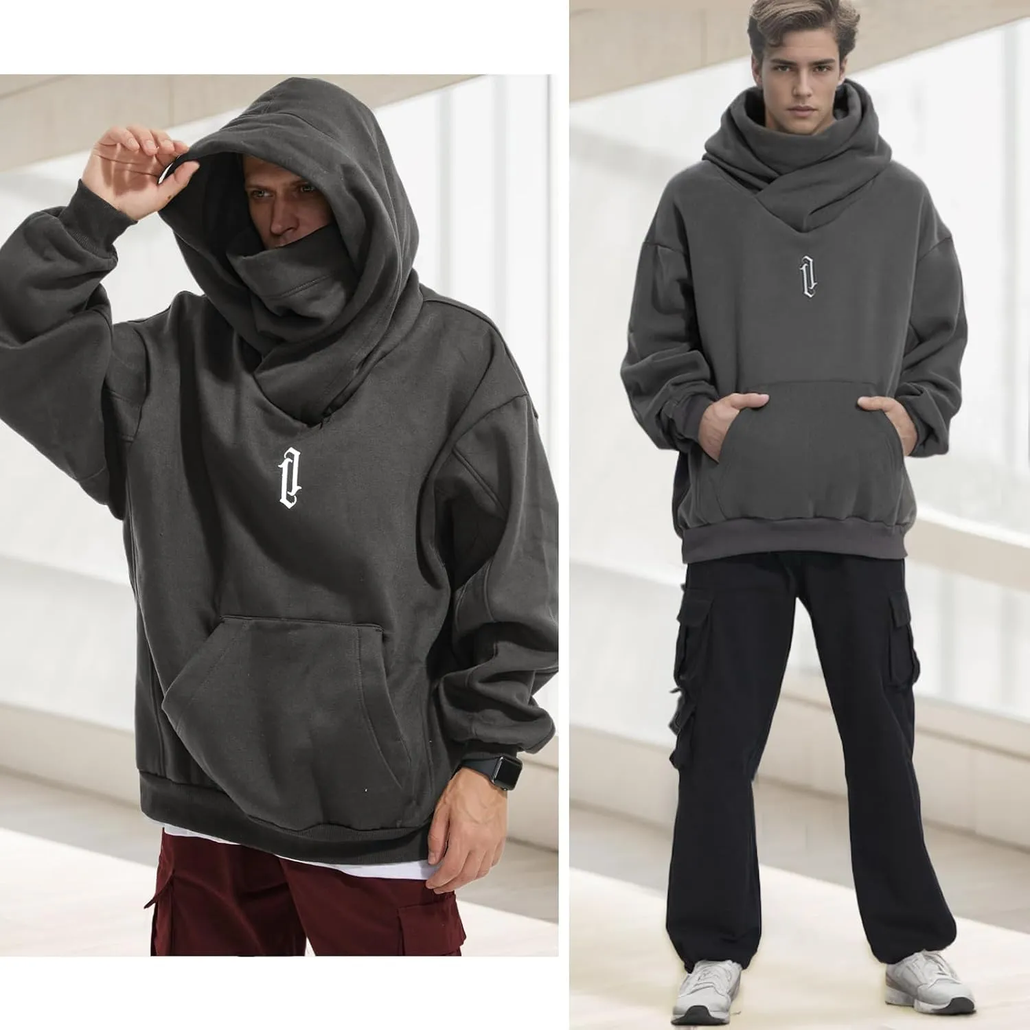 Men's Long Sleeve Fleece Hoodie Lightweight Hip Hop Soft Cotton Pullover Unisex Casual Hooded Sweatshirts