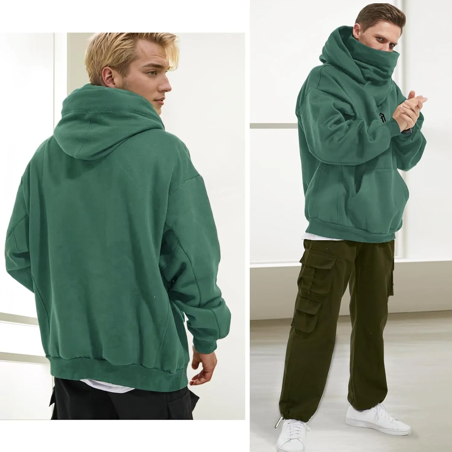 Men's Long Sleeve Fleece Hoodie Lightweight Hip Hop Soft Cotton Pullover Unisex Casual Hooded Sweatshirts