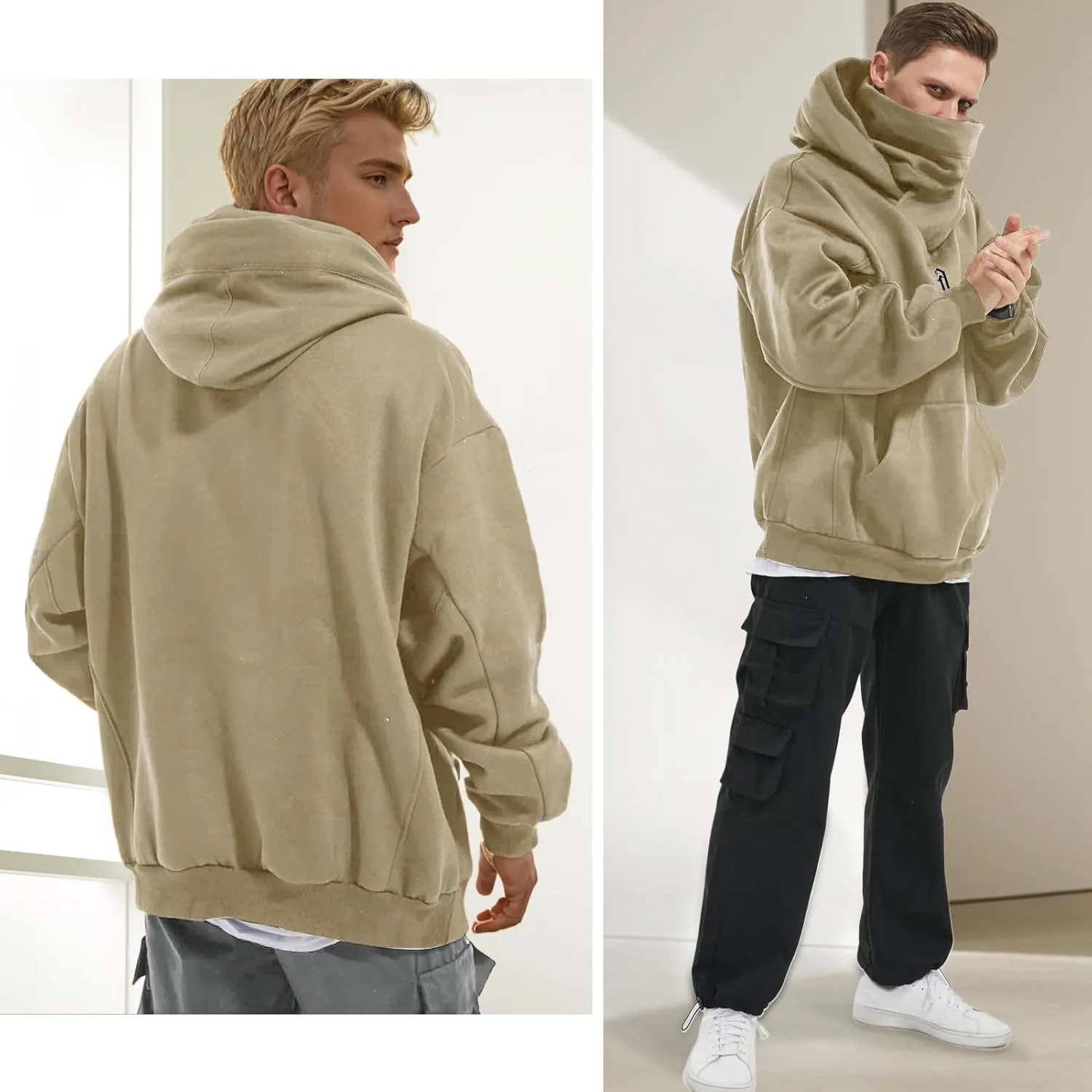Men's Long Sleeve Fleece Hoodie Lightweight Hip Hop Soft Cotton Pullover Unisex Casual Hooded Sweatshirts