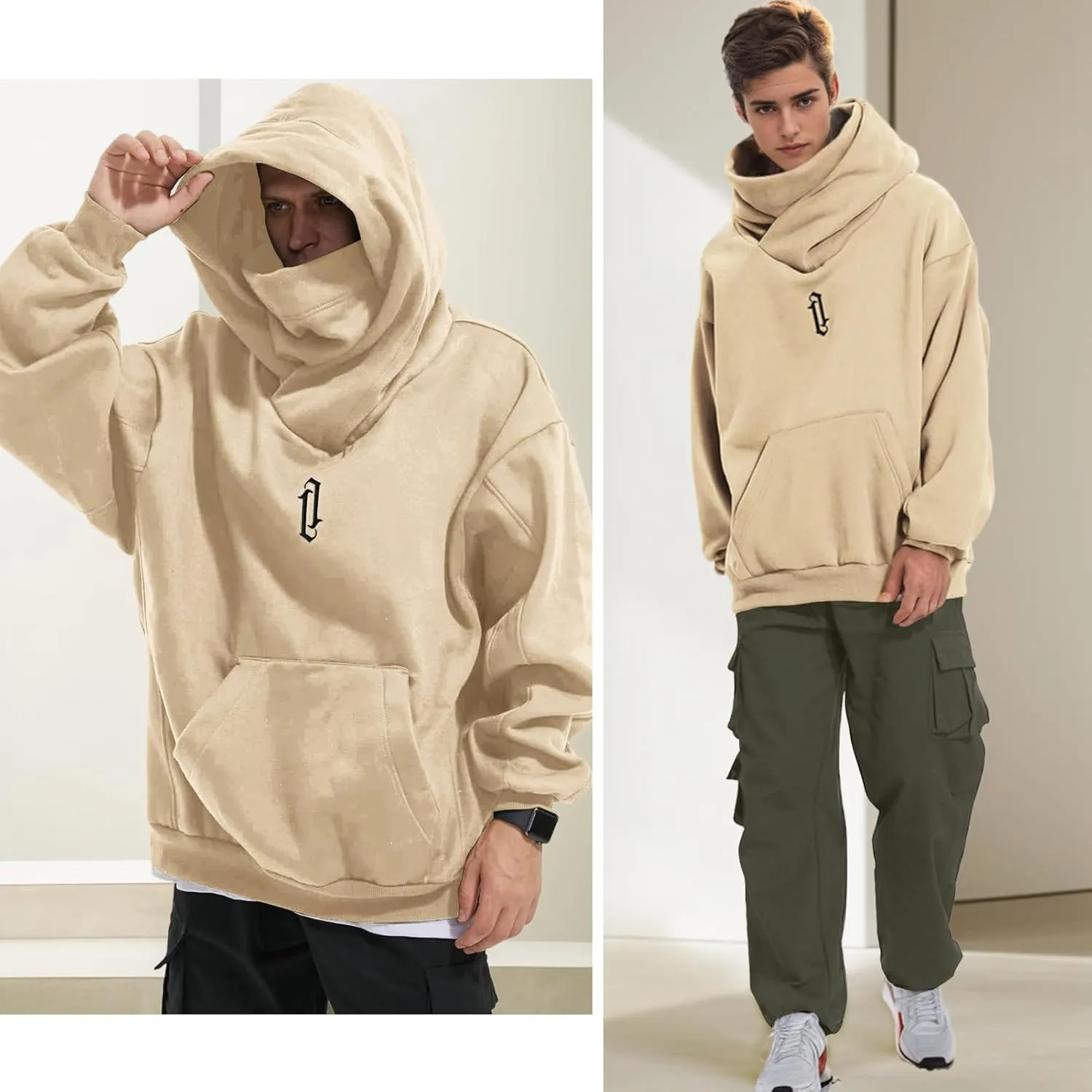 Men's Long Sleeve Fleece Hoodie Lightweight Hip Hop Soft Cotton Pullover Unisex Casual Hooded Sweatshirts