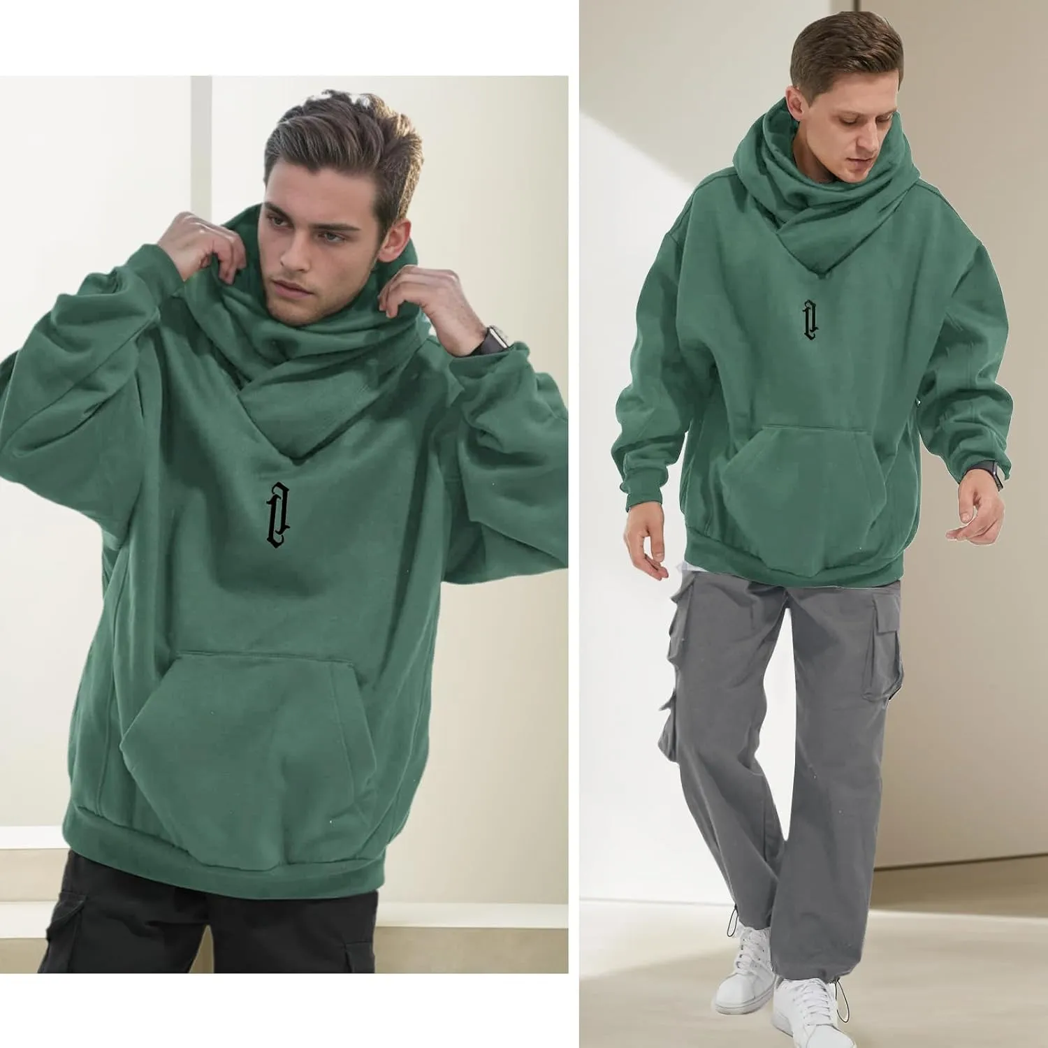 Men's Long Sleeve Fleece Hoodie Lightweight Hip Hop Soft Cotton Pullover Unisex Casual Hooded Sweatshirts